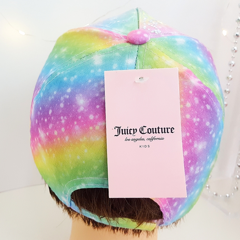 NWT💖Juicy Couture Youth Cap🎀Multicolor Sky Cloud Stars Tie Dye